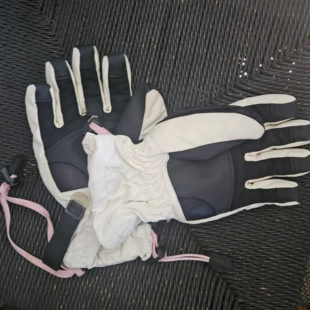 Scott USA Vintage Cream & Black Waterproof Ski Gloves - Pink Accents
